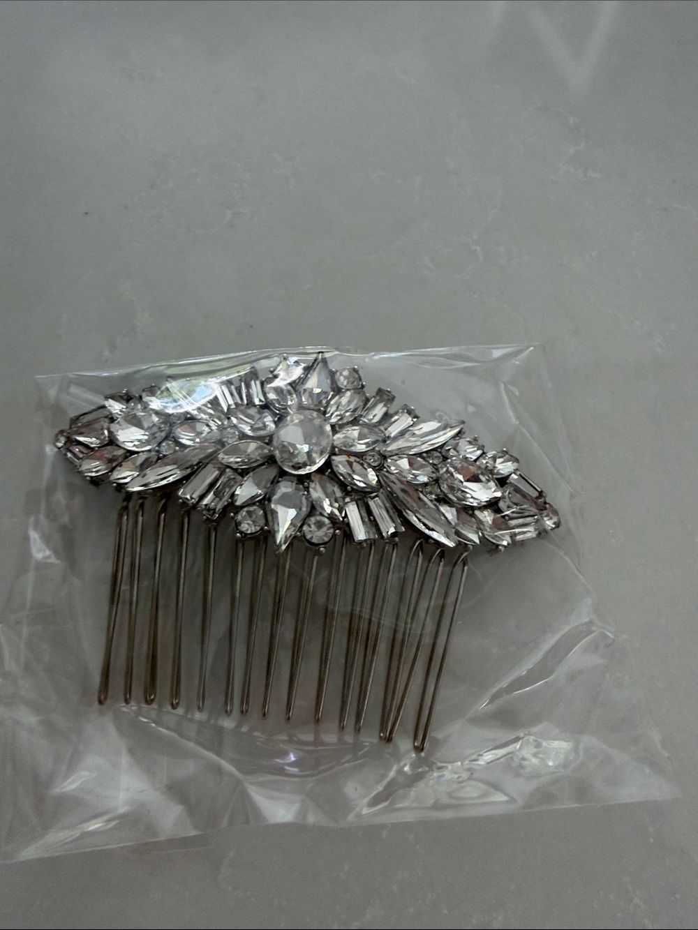 Silver Crystal Hair Comb Accent for Bridal & Formal Styles